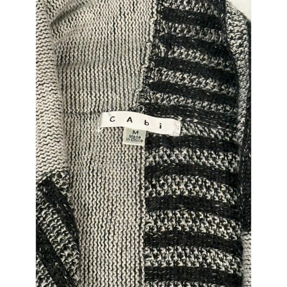 CAbi‎ #483 Patchwork Circle Cardigan Sweater Open Front Textured Wool Medium - Picture 2 of 8